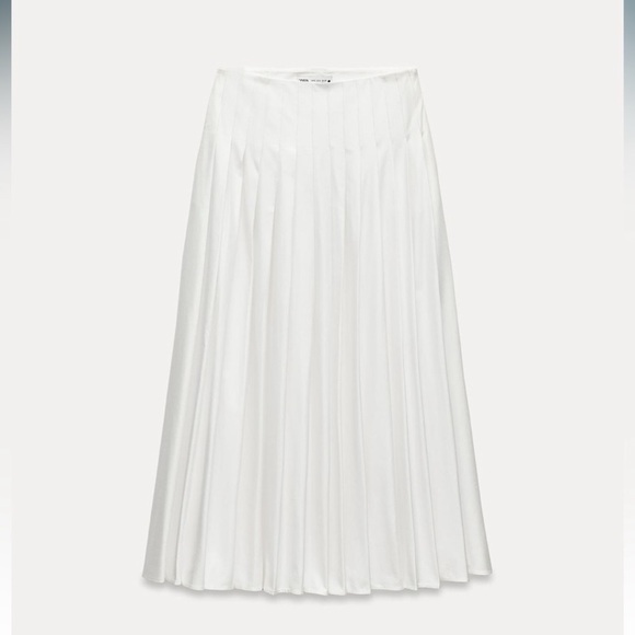 NWT Zara Cotton Blend Box Pleated Midi Skirt - Picture 3 of 10